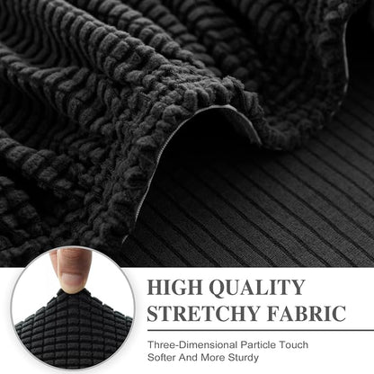 LA MEACK Couch Cushion Covers for Sectional Sofa L Shape Washable Separate Seat Chaise Couch Cover Stretch Sofa Slipcovers with 2 Pcs Pillowcases(2 Seater + 1 Chaise, Black)