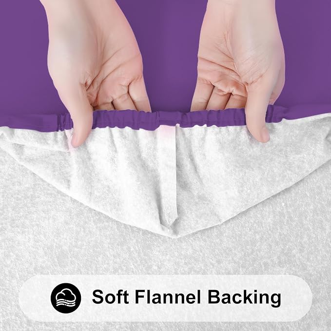 Smiry Rectangle Tablecloth, Elastic Fitted Flannel Backed Vinyl Tablecloths for 4ft Folding Tables, Waterproof Wipeable Table Covers for Indoor, Outdoor, Camping and Picnic (Purple, 30"x48")