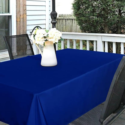 SARAFLORA Outdoor and Indoor Tablecloth -60x102 inch Blue, Wrinkle Free Washable Waterproof Table Cloth with Umbrella Hole and Zipper Rectangle Table Cover for Spring/Summer/Patio/Picnic/BBQS/Party