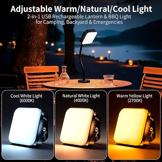 Ultra-Bright Magnetic Grill Lights for Outdoor Grill, Rechargeable 360° Rotate Waterproof Grill Light Work Light Camping Lights, Perfect BBQ Accessory Gift for Men