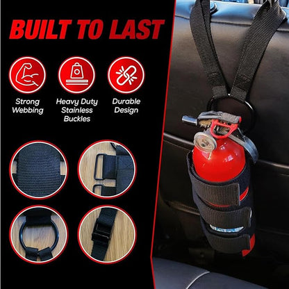 Badass Moto Car Fire Extinguisher Mount - Automotive Fire Extinguisher Mount for Vehicle Car Seat Headrest - Tool Free Seat Back Strap Install. Safety Kit Accessories for Jeep, Truck & SUV - 6 Pack