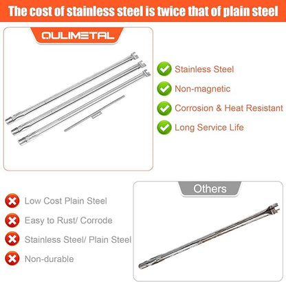 QuliMetal 7508 Grill Burner Tube for Weber Genesis Silver B/C Gold B/C, Spirit 700, Spirit E-310, E-320 (Side Control Grills), Weber 900 Grill Parts, 304 Stainless Steel Gas Grill Burner Tube Kit