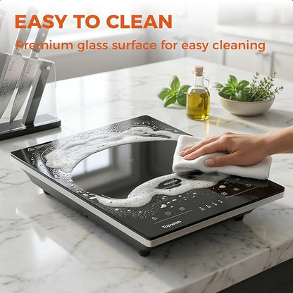 Topwish Single Burner Electric Stove, 110V-120V Portable Induction Cooktop, 1600W Countertop Stove Top Burner Hot Plate with with 10 Temp Levels, LED Display, Child Safety Lock, Timer & Auto-Shut-Off