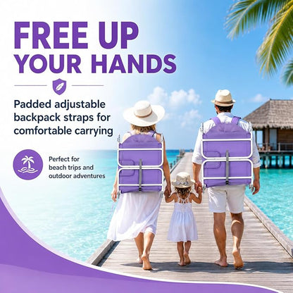 Backpack Beach Tanning Lounge Chair with Canopy Shade Face Hole Padded Adjustable Washable, 6 Position Layout Chair for Outside Sunbathing Poolside Lawn, UPF 50+ Wind-Resistant Sun Shade, 2Pack