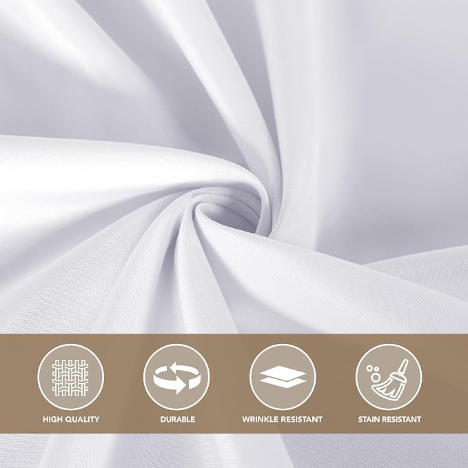 sancua White Tablecloths for 8 Foot Rectangle Tables, 6 Pack - Washable Polyester Fabric Table Cover for Wedding Wedding, Birthday Party, Banquet Reception, 60x120 Inch