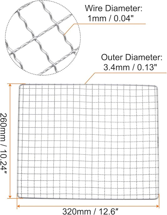 HARFINGTON Square BBQ Grill Net 12.6"x10.2" Stainless Steel Cross Wire Barbecue Mesh Mat for Baking Smoking Charcoal Grilling Roasting