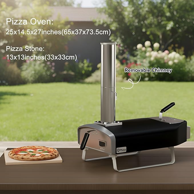 Portable Wood Fire Pizza Oven with Folding Legs, Outdoor Pizza Stove with Chimney for Outdoor Kitchen, Camping, RV, Tailgating, Beach, Backyard Pizza Maker, PS107