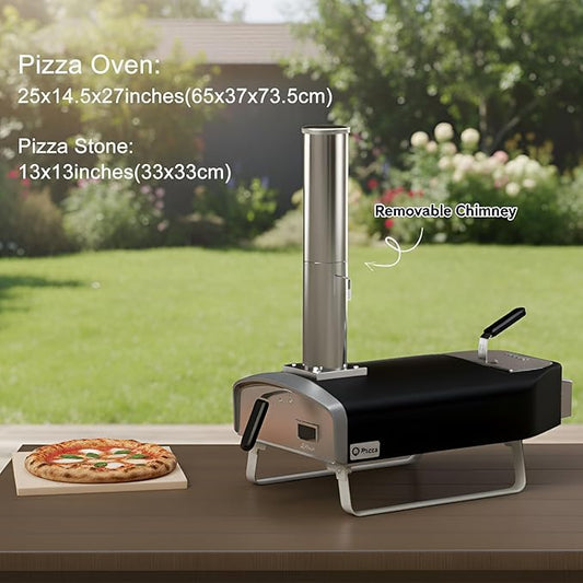 Portable Wood Fire Pizza Oven with Folding Legs, Outdoor Pizza Stove with Chimney for Outdoor Kitchen, Camping, RV, Tailgating, Beach, Backyard Pizza Maker, PS107