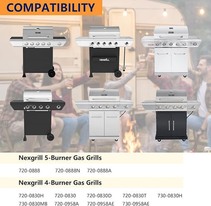 Grill Grease Tray Kits for Nexgrill Replacement Parts 4&5-Burner Gas Grill,Stainless Steel Grill Grates,Burners,Heat Plates,Adjustable Grease Drip Pan for Nexgrill Parts 720-0888,720-0830H,720-0958A