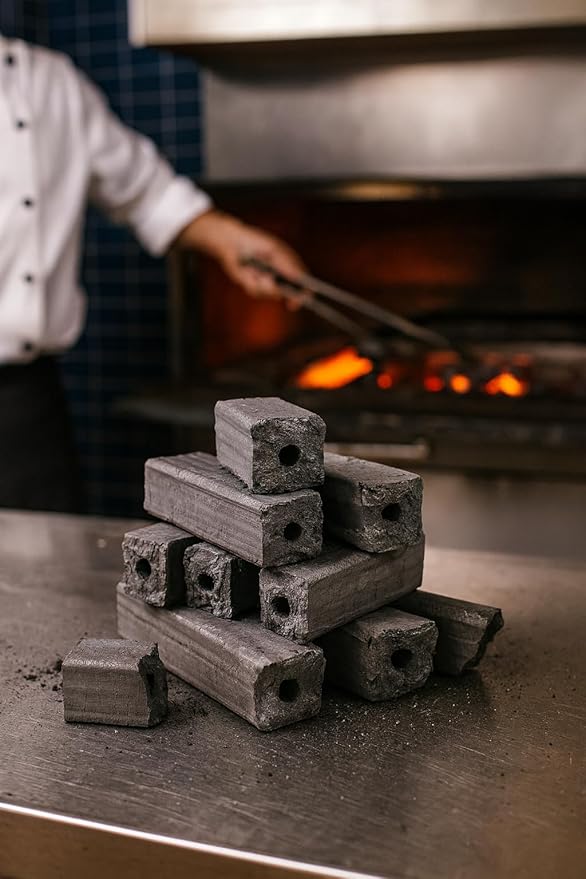 The Bincho Grill Ogatan Briquettes Charcoal for Yakitori & Grilling - Japanese Binchotan Alternative – 100% Natural, High Heat, Long-Lasting, No Smoke – 22lbs