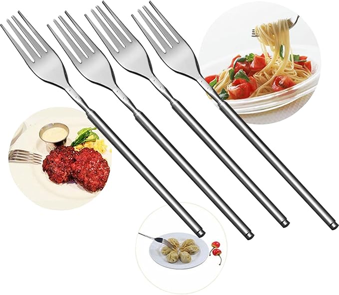 4PCS extendable fork, stainless steel barbecue stick, extendable long handled marshmallow, camping cooking, dessert fruit fork, portable outdoor barbecue tool