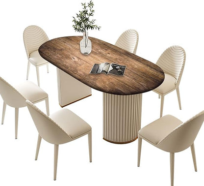 Rustic Oval Wood Grain Table Cloths, Rustic Wood Planks Elastic Edged Polyester Fitted Table Cover, Fits Tables up to 48" W x 68" L, Great for Kitchen Dining, Party, Holiday, Christmas, Buffet Decor