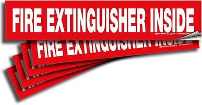 iSYFIX Fire Extinguisher Inside Sticker Sign – 5 Pack 9x1.7 Inch – Self-Adhesive Vinyl Decals, Laminated for UV, Weather, Scratch, Fade Resistance, for Cars, Trucks, Trailers, Rv's and Vehicles