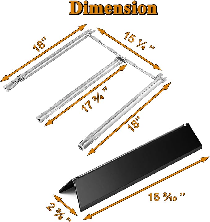 Spirit II E-310 Grill Replacement Parts for Weber Spirit E310 Natural Gas Grill Parts 3 Burner Spirit and Spirit 2 300 Series Spirit E-310 E-330 E330 310 GS4 7636 Flavorizer Bars 68950 Burner Tube Kit
