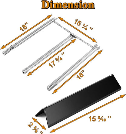 Spirit II E-310 Grill Replacement Parts for Weber Spirit E310 Natural Gas Grill Parts 3 Burner Spirit and Spirit 2 300 Series Spirit E-310 E-330 E330 310 GS4 7636 Flavorizer Bars 68950 Burner Tube Kit