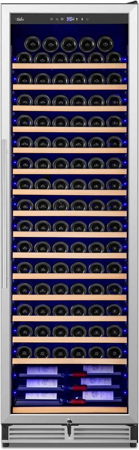 Velivi Upgraded 24 Inch Wine Cooler Refrigerator, 190 Bottles Wine Fridge with Professional Temperature Control System, Freestanding or Built-in installation, Quiet Operation