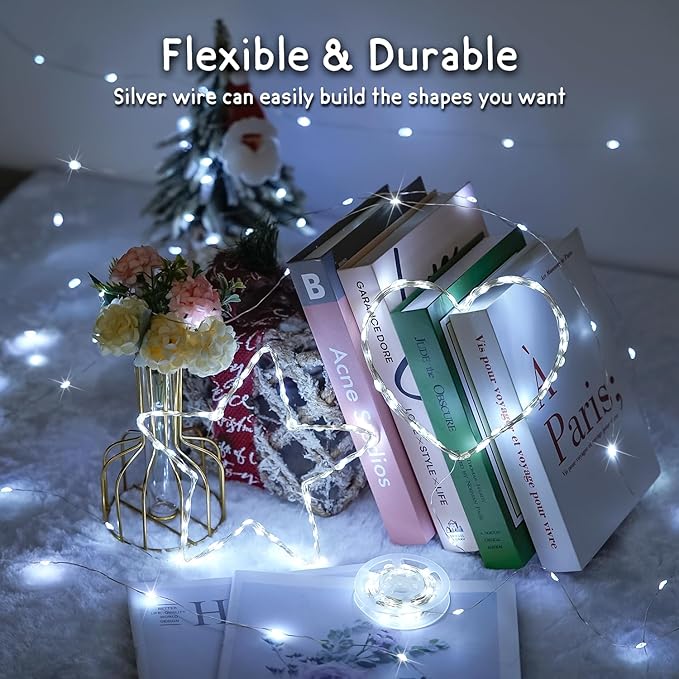 JMEXSUSS 2 Pack Solar String Lights Outdoor Waterproof, Each 33FT 100 LED Solar Fairy Lights Outdoor, 8 Modes White Christmas Light for Outside Garden Tree Patio Yard Wedding Christmas Decorations