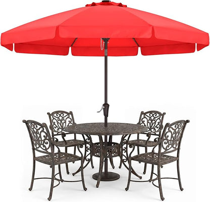 ABCCANOPY 9ft Scalloped Patio Umbrella, Outdoor Table Umbrella with Tilt and Crank, Fiberglass Ribs Deck Umbrella for Patio, Pool, Garden, Picnic (Red)