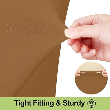 Smiry Spandex Elastic Fitted Table Cloth Skirt for 4FT Rectangle Table | Stretch Washable Table Cloth, Banquet Table Cover for Wedding, Party, Indoor & Trade Shows, (Brown, 48Lx30Wx30H)