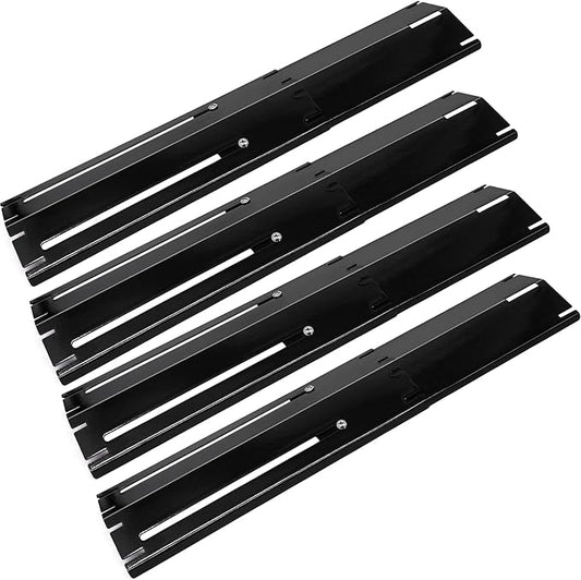 Criditpid 4-Pack Porcelain Steel Universal Heat Plate Shields Grill Parts for Brinkmann, Charbroil Nexgrill, Backyard Grill, Extends from 11.75 to 21" L, Burner Cover Replacement for Charbroil Grills