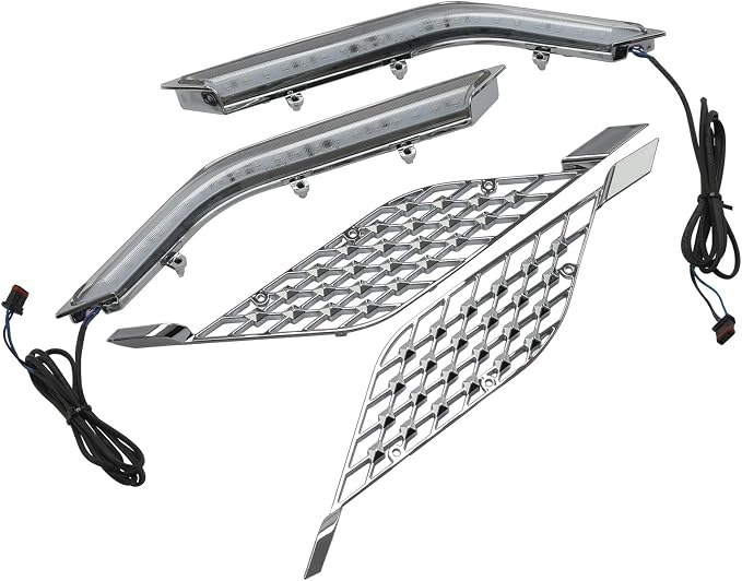 TCT-MOTORPARTS Chrome LED Radiator Grill Panels Light Fits for Honda Goldwing GL1800 Tour 2018-2023