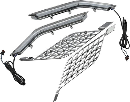 TCT-MOTORPARTS Chrome LED Radiator Grill Panels Light Fits for Honda Goldwing GL1800 Tour 2018-2023