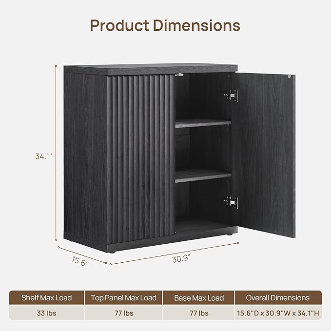 SICOTAS Buffet Cabinet with Storage Accent Sideboard Modern Credenza with Doors & Shelves Fluted Media Console Mid Century Coffee Bar Table for Living Room Kitchen Dining Room Hallway