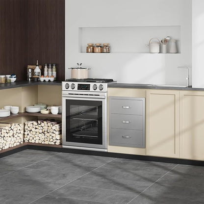 Garvee Outdoor Stainless Steel Drawer, 18Wx 23D x23H inch Smooth-Sliding, Rustproof & Weatherproof Storage, Easy Installation with Stainless Steel Handle, BBQ Drawers Ideal for Garden/Outdoor Kitchen | Weatherproof Storage Easy Installation Stainless S...