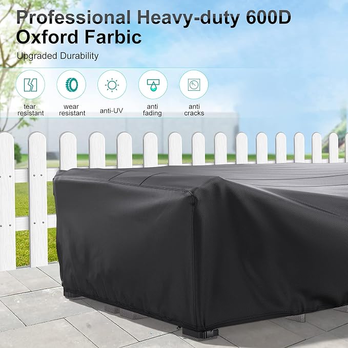 Waterproof Outdoor Patio Furniture Covers 111"L×74"W×28"H Black | Rain, Dust & UV Protection; Heavy-duty Oxford Resists Tears & Fading; Keeps Dining Tables & Chair Sets Dry on Patio & Deck