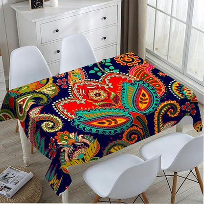 TKS MITLAN Paisley Floral Tablecloth Decor Retro Colorful Indian Style Boho Ethnic Flowers Table Cloth Dining Room Kitchen Table Cover 60" X 84" Oblong/Rectangle