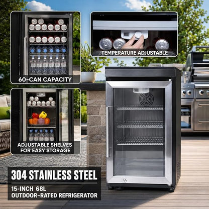 85-Inch Stainless Steel Outdoor Kitchen Grill Island, 6-Burner 72,000 BTU Propane Gas BBQ Grill with Wine Cooler Refrigerator, Rotisserie Kit, Granite Countertops, Sink, Glide Wheels, Black