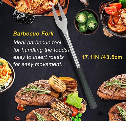 POLIGO 7PCS Golf-Club Style BBQ Tool Set Grilling Tools with Rubber Handle - Stainless Steel Grill Accessories for Outdoor Grill Set Premium Grill Utensils Set Fathers Day Birthday Gifts for Men Black