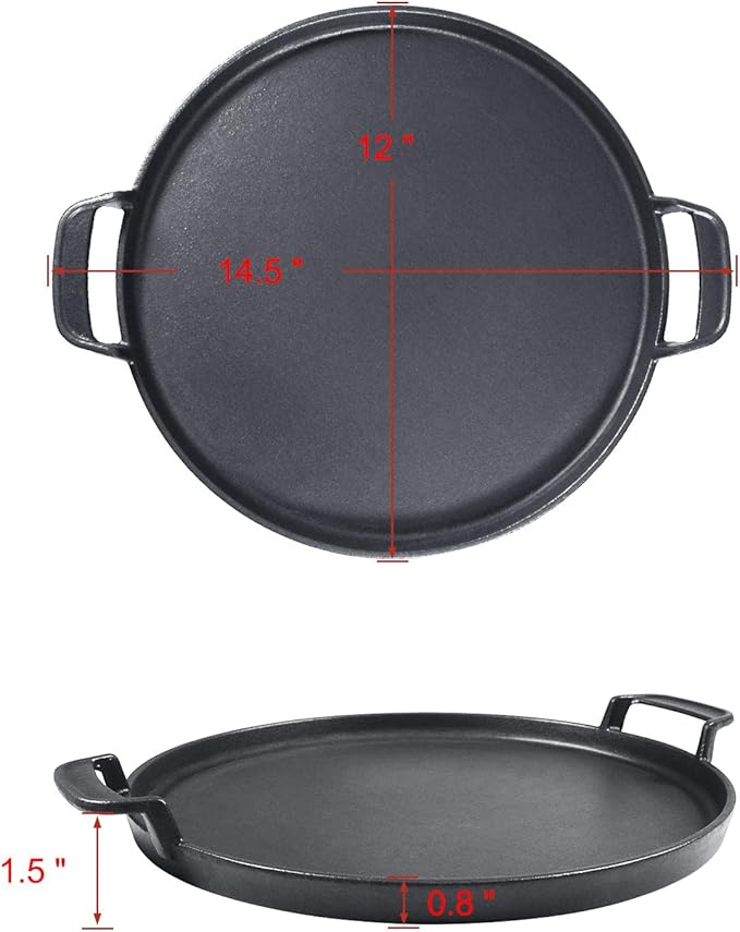 Hisencn 7421 Gourmet BBQ System Griddle for Weber 22 1/2 inch Charcoal Grill, Cast Iron 12" Griddle Pan for Weber Original Kettle Premium 22.5'' Smokers, Performer Premium Grill