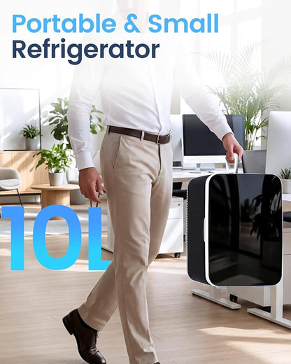 Electactic 10L Portable Mini Fridge, Compact Refrigerator, Black | Quiet 2.6 gal Skincare Fridge with AC/DC Adapter for Makeup, Beverages and Food, Ideal for Bedroom, Office and Travel