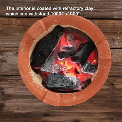 Red Clay Charcoal Grill Stove - Portable Pottery Barbecue for Camping and Picnics, Medium Clay Cooking Stove, Ideal for Outdoor Cooking and Home Heating