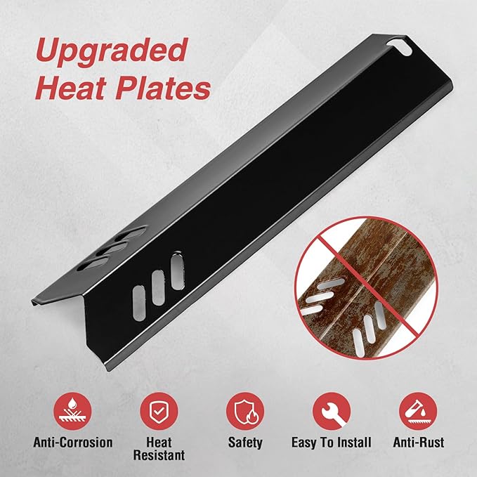 15 Inch Porcelain Grill Heat Shields Replacment for Dyna-Glo DGF510SBP, DGF493BNP, 4 Pack Barbeque Grill Heat Plates for Backyard Grill Replacement Parts BY15-101-001-02, BY13-101-001-13, GBC1460W