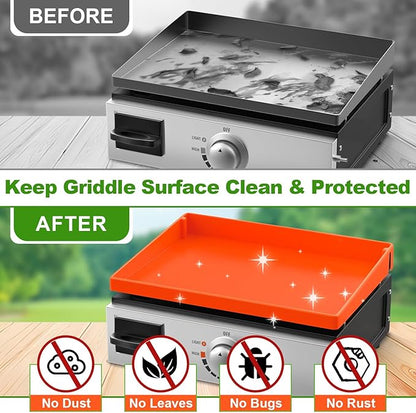 LOPNUR Full-Edge Silicone Grill Cover 17 Inch for Blackstone Griddle, Upgraded Heavy Duty Food Grade Silicone Mat for Blackstone Griddle Accessories, Protects Outdoor Grill from Dust and Rust Yearly