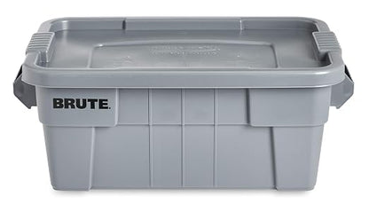 Rubbermaid Commercial Products BRUTE Tote Storage Bin with Lid, 14-Gallon, Gray, Rugged/Reusable Boxes for Moving/Camping/Garage/Basement Storage, Pack of 6