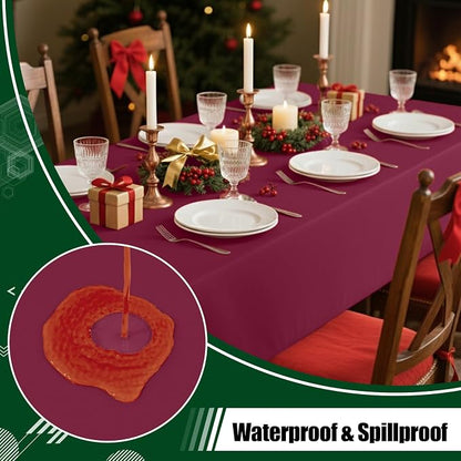 Smiry Disposable Table Cloth - 6 Pack, 54 x 108 Inch Waterproof Rectangle Tablecloths for Parties, Decorative Plastic Table Cover, Leakproof & Sturdy, Wine Red
