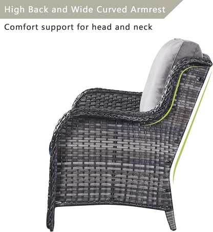 Rilyson Luxury Patio Outdoor Wicker Loveseat, 500 Lbs Weight Capacity Rattan Outdoor 2 seat Sofa Wicker with Deep Seating and Replaceable Cushions for Outside Porch Deck Balcony (Mixed Grey/Grey)