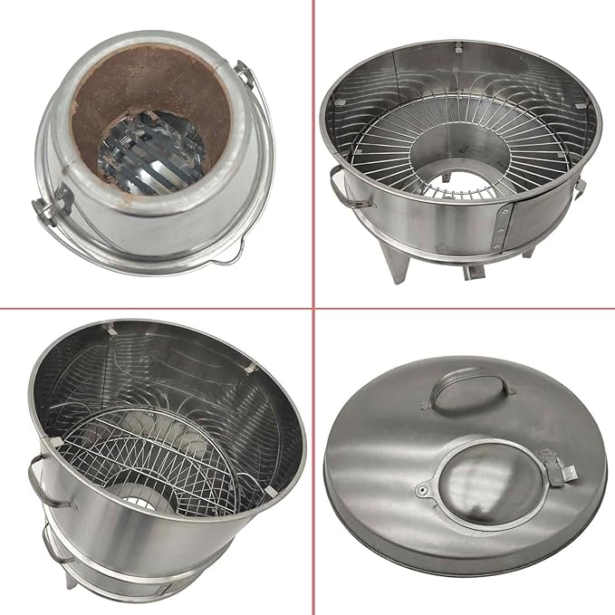 Commercial 410 Stainless Steel Charcoal Roast Duck Oven, 23.6x23.6x53 Inch BBQ Roaster with 15 Hooks & 20 Tail Pins, Multifunctional Grill for Chicken, Fish, Outdoor Picnic