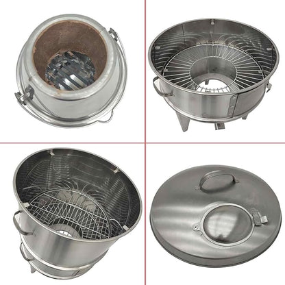 Commercial 410 Stainless Steel Charcoal Roast Duck Oven, 23.6x23.6x53 Inch BBQ Roaster with 15 Hooks & 20 Tail Pins, Multifunctional Grill for Chicken, Fish, Outdoor Picnic