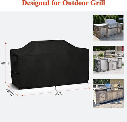 TheElves Grill Cover for Island Grill, 98" Outdoor Grill Covers Waterproof, Heavy Duty Cover for Outdoor Kitchen Island Grill and Patio Barbecue Bar - 98" W x 42" D x 48" H