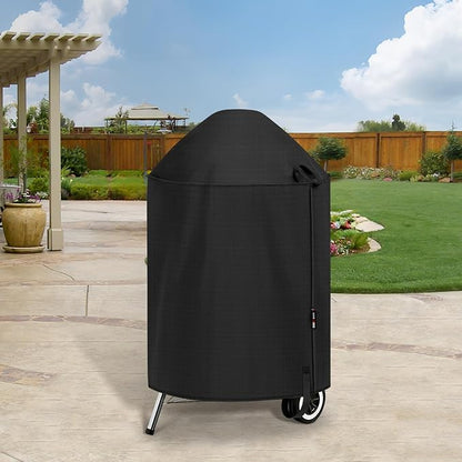 Unicook Round Kettle Grill Cover Compatible with Weber 22 Inch Charcoal Grill, Waterproof Vinyl Exterior with Polyester Lining, Outdoor Charocoal BBQ Smoker Cover, Compared to Weber 7176
