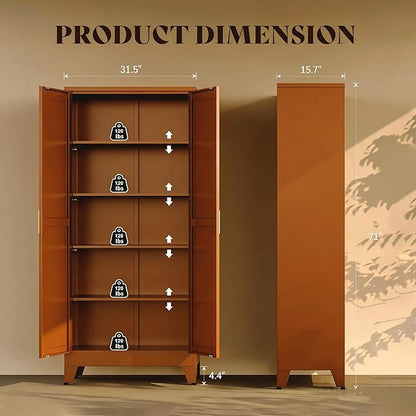 71" H Metal Storage Cabinet,Food Pantry Cabinets with Doors,Tall Cabinet,Kitchen Pantry Storage Cabinets