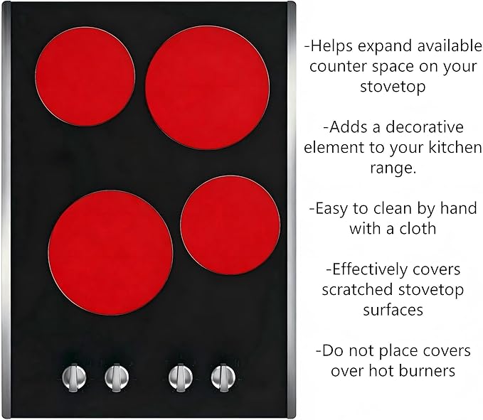Ritadeshop Burner Covers for Electric Stove (Red, Round 8/10'')