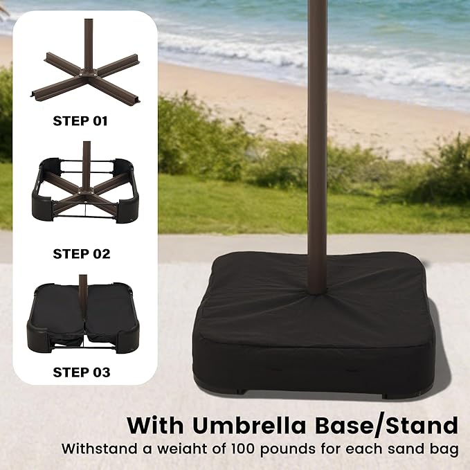 Ayge 15FT Patio Umbrella with Base,Large Outdoor Double-Sided Rectangle Umbrella with Crank Handle, Market Umbrella for Poolside Garden Deck Backyard Beach Pools,Light Gray