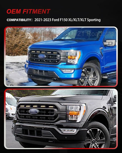 ‎MODIPIM 5PCS Amber LED Front Grille Lights for Ford F150 XL/XLT/XLT Sporting 2021-2023 Front Grill Smoked Lens Running Light Kit with Wiring Harness