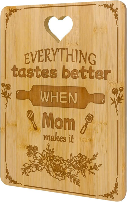 Mother’s Day Bamboo Cutting Board Gift for Mom – Engraved Kitchen Cutting Board with Heart Design – Unique Mom Gifts for Birthday, Christmas, Thanksgiving – Kitchen Decor & Cooking Gift