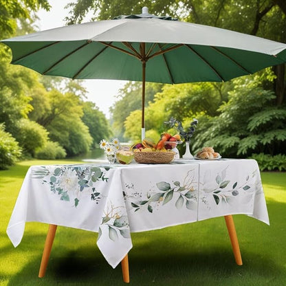 Honellaty Outdoor Tablecloth with Umbrella Hole and Zipper, 52 x 70 Inch | Easy-Install Rectangular Patio Table Cover, Spill-Resistant Washable Polyester for Outdoor Dining and Garden Parties